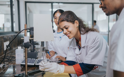 Students at School of Pharmacy gaining practical training in pharmaceutical sciences at Mohan Babu University