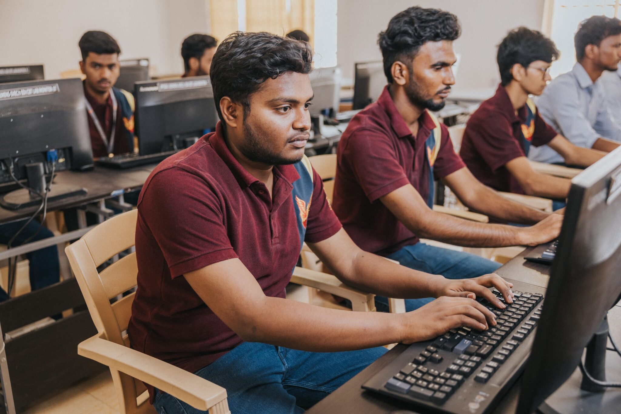 Students engaged in practical learning during the B Tech AI and DS program